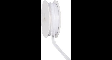 Satin edge Organzalint Wit - 10 mm / 50 mtr.