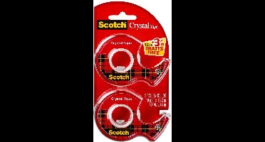 Scotch® Crystal Clear tape in dispenser, 19 mm x 12 m + 3.2 m, 2 rollen GRATIS