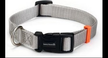 Beeztees nylon halsband uni lichtgrijs 26-40 cm x 15 mm