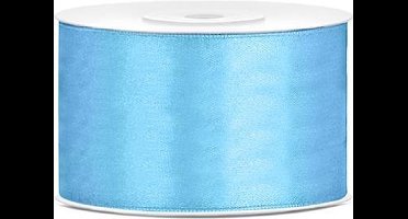 Partydeco - Satijn lint baby blauw 38mm/rol 25m