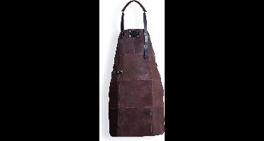 Leren Schort Luxe - Lederen Schort - BRUIN - Kokschort - Kookschort - BBQ Schort - Vaderdag - Stoer Cadeau voor Man Vader Opa Papa