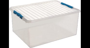 Sunware Q-Line opbergbox 120L - 80x50x38 cm - Transparant/Blauw
