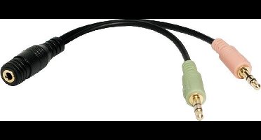 LogiLink CA0020 Jackplug Audio Adapter [1x Jackplug female 3,5 mm - 2x Jackplug male 3,5 mm] Zwart