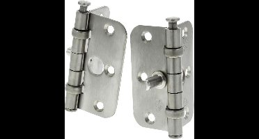 BSW kogellagerscharnier - RVS - 76 x 76 mm - ronde hoek - SKG** - 2 stuks - 8711332200090