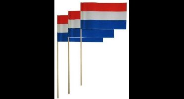 Vlaggetje papier op stok rood/wit/blauw per 50 stuks
