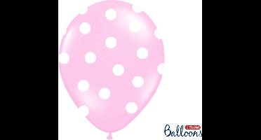Partydeco - Ballonnen Baby roze dots wit 50 stuks