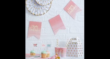 Ginger Ray Pick & Mix - 'Happy Birthday' verjaardag vlaggenlijn - Ombre roze - 3 meter