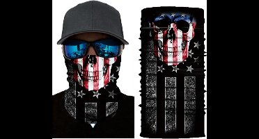 Motor Gezichtsmasker Nekwarmer Schedel Masker - Amerika Amerikaanse Vlag - Motormasker - Skimasker - Motorsjaal - Halloween face shield spatmasker gezichtscherm face shield spatmasker gezichtscherm