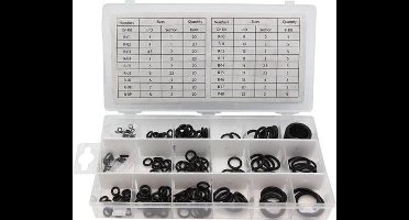 Toolland Assortiment nitrilrubber O-ringen, 225-delig, metrisch, verschillende maten, zwart