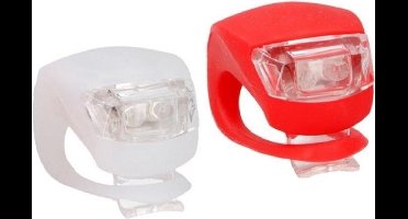 LED fietsverlichting set voor en achter - rood/wit - siliconen fietslampjes inclusief batterijen - voorlicht en achterlicht