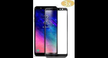 Screenprotector geschikt voor Samsung A6 2018 - Full Screen Protector Glas - 3 Stuks