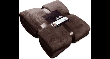 Unique Living Justin - Fleece polyester - Plaid - 150x200 cm - Mahogany Brown
