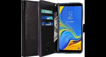 Hoesje geschikt voor Samsung Galaxy A7 2018 - Book Case Kunstleer Wallet Cover Portemonnee Pasjeshouder Hoes Zwart
