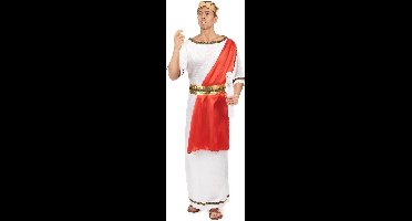 Vegaoo - Klassiek wit met rood Romeinse keizer toga kostuum voor mannen