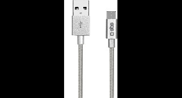 SBS Mobile USB2.0 A naar USB2.0 Type-C Kabel 1.5m - Zilver