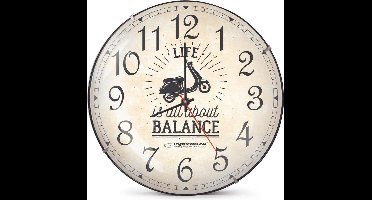 Esperanza Seattle | Wandklok ø30cm | Life is All about Balance | Quartz Uurwerk | Scooter Brommer Motor