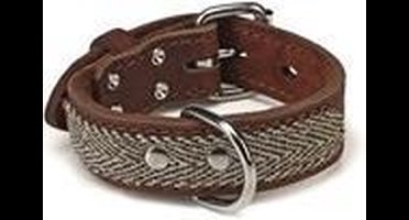 Leren halsband Tweedy. Bruin. 40 cm x 30 mm.