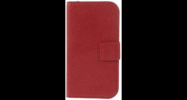 MW Wallet Book Case Litchi Rood voor Motorola Moto E
