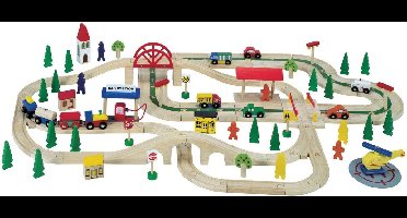 Mentari Treinbaan met autobaan - 103-delige set met accessoires