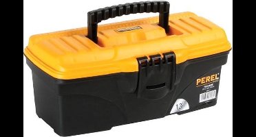 Perel Gereedschapskoffer, polypropyleen, met verwijderbare inlegbak, inklapbaar handvat en kunststof sluiting, zwart/geel, 320 x 165 x 136 mm