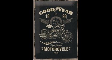 GoodYear Motorcycle Tires Metalen wandbord in reliëf 30 x 40 cm .