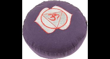 Meditatiekussen 6e chakra geborduurd - 33x17 - Boekweit - Katoen - Indigo