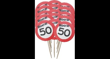 Cocktail Prikkers Hoera 50 Jaar - 12 Stuks - Sarah - Abraham - Prikker