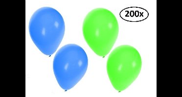 Ballonnen helium 200x groen en blauw