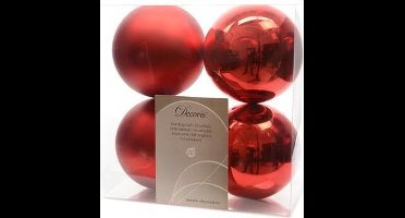Decoris kerstballen - 4 stuks - kunststof - 10cm
