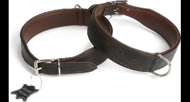 Leren halsband Swirl. Zwart.