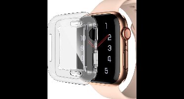 Hoesje + Screenprotector geschikt voor Apple Watch Series 5 (44 mm) - Siliconen TPU Case Transparant voor Volledige 360 Graden Bescherming