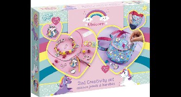 Totum Unicorn 2 in 1 knutselset armbandjes maken sieraden en tasje versieren - creatief speelgoed meisjes vanaf 4 jaar cadeau tip knutselen