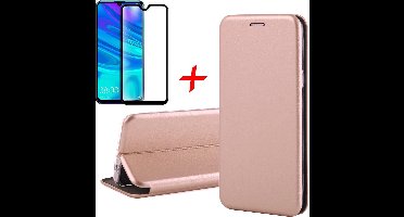 Hoesje geschikt voor Huawei P Smart (2019) - Book Case Portemonnee Roségoud + Screen Protector Full-Screen Tempered Glass van iCall