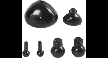 Creotime Ogen en neuzen d: 3+6 mm afm 8x6+14x11 mm zwart 20sets