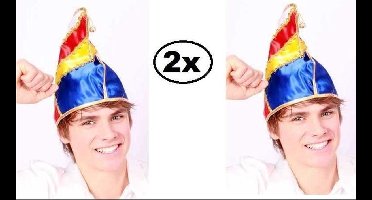 2x Prinsenmuts bonte kleuren one size