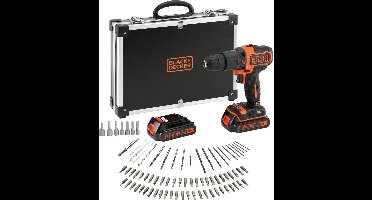 BLACK+DECKER BDCHD18BAFC-QW Accu Klopboormachine - 18V - 2 accu's en lader - incl. 80 accessoires - voor hout, steen en metaal - Klopfunctie - Accu boormachine - BDCHD18BAFC-QW