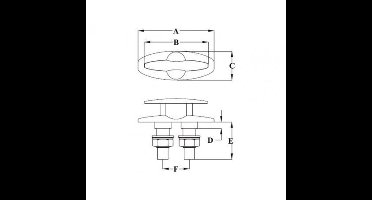 Talamex verzonken RVS Cleat 220mm x 50mm