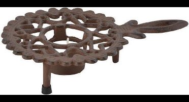 Esschert design - Gietijzeren rechaud / warmhoudplaat / theelicht met handvat