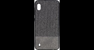 Shop4 - Geschikt voor Samsung Galaxy A10 Hoesje - Harde Back Case Denim en Leer Grijs