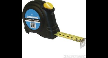 Silverline Rolmaat met blokkeerknop - 8 meter - 25 mm - automatische vergrendeling - riemclip