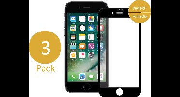 3x Screenprotector geschikt voor Apple iPhone 7 Plus - Full Screen Rand tot Rand Tempered Glass Screen protector Transparant met Zwart Carbon Bezel 3D 9H (Gehard Glas Screen Protector) - Arch / Arched