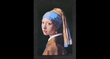Meisje van Vermeer-Poster-kunst-inclusief houten fotolijst met artprint-poster Meisje van Vermeer-Meisje met de Parel-(34x46cm)-aanbieding