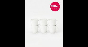 vtwonen - Basic - Set van 6 - Mokken met Oor - Wit - Porselein - 200ml