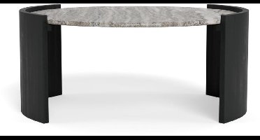 Salontafel Avery Marmer Grijs Zwart Ø95cm - Giga Living