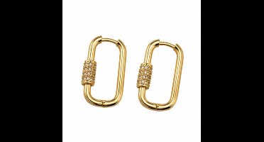 Oorbellen- Goudkleurig - Zirkonia- Verguld - Roestvrijstalen oorbellen - sieraden – Cadeau tip – Hip - Trendy