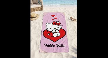 Hello Kitty Love badhanddoek, strandhanddoek 70x140cm (Snel Drogend)
