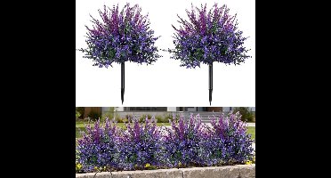 2 Stuks UV-bestendige Kunst Lavendel Met Steel - Paarse Kunstplanten Voor Buitendecoratie - Geschikt Voor Tuin, Erf, Terras En Veranda