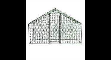 Buitenren Kip – Konijnenren – Dierenverblijf – Klein Dierenren – Metalen Buitenren – Waterdichte PE-afdekking – Veilig Slot – 3x1,5x2 m Durable Weather-Resistant Outdoor Shelter