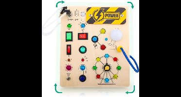 Busy Board voor peuters, houten activiteitenbord met LED-lichtschakelaar, Montessori-educatief speelgoed voor kinderen, sensorisch leerspeelgoed voor onderweg, verjaardagscadeau voor jongens en meisjes