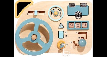 Houten Montessori Busy Board - Interactief Stuurwiel Speelgoed - Educatief Dashboard voor Peuters & Kleuters 3-5 Jaar - Fijne Motoriek - Rollenspel Reisspeelgoed